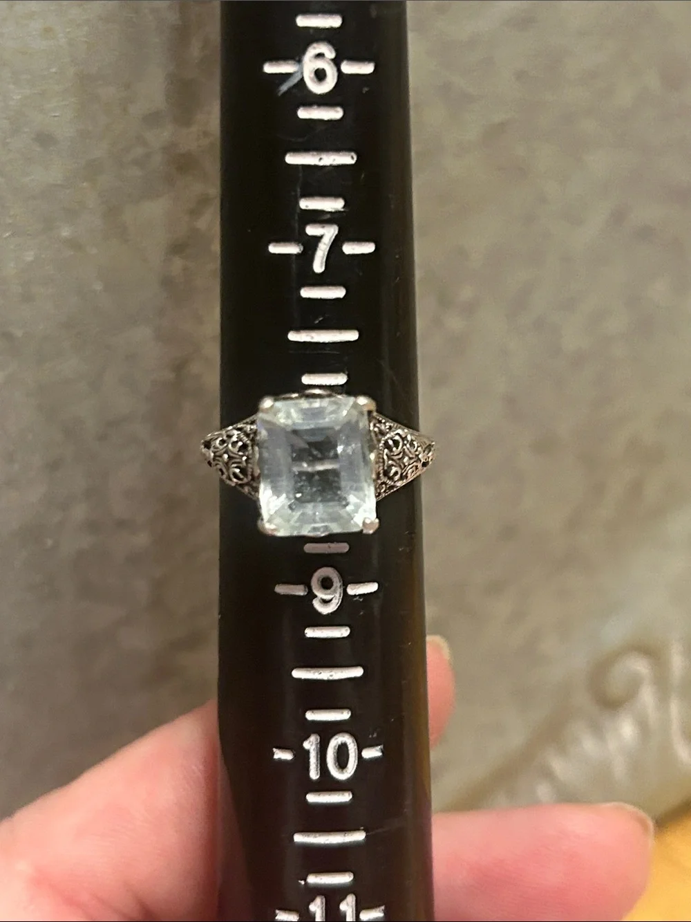 Sterling Silver Vintage-Style Aquamarine Ring - Light Blue Gemstone